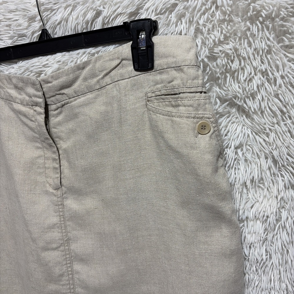 Eileen Fisher Women's Size Large Beige Linen Straight Pencil Midi Skirt - Picture 4 of 9